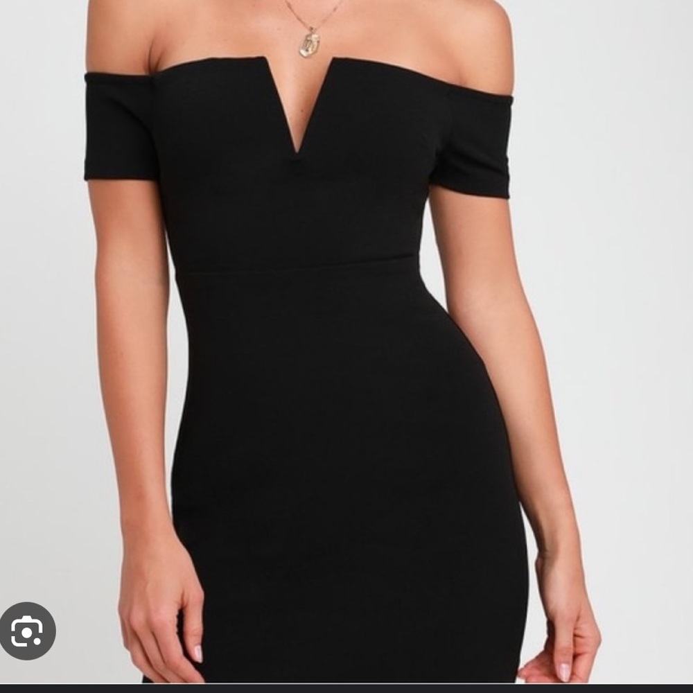 NEW Lulus Black Off The Shoulder Mini Bodycon Dress Medium